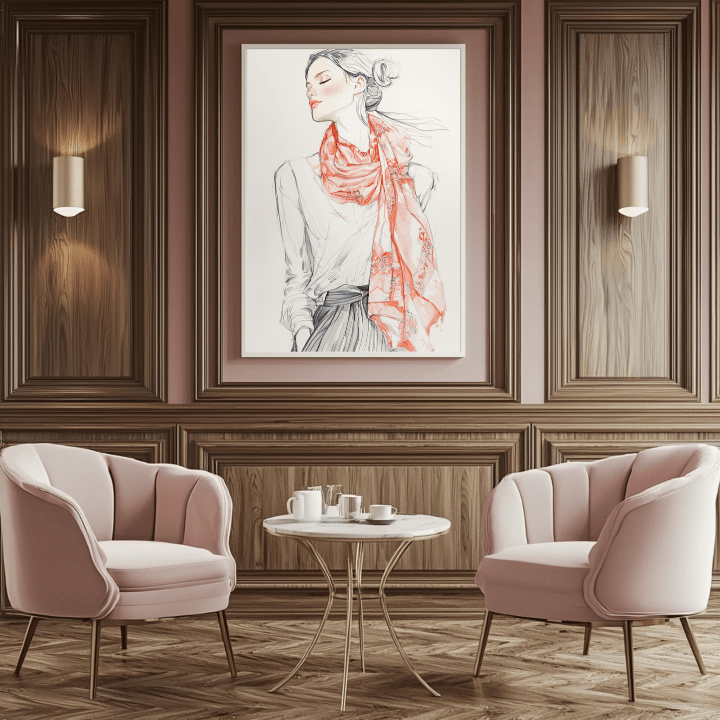 Elegant Woman with Silk Scarf