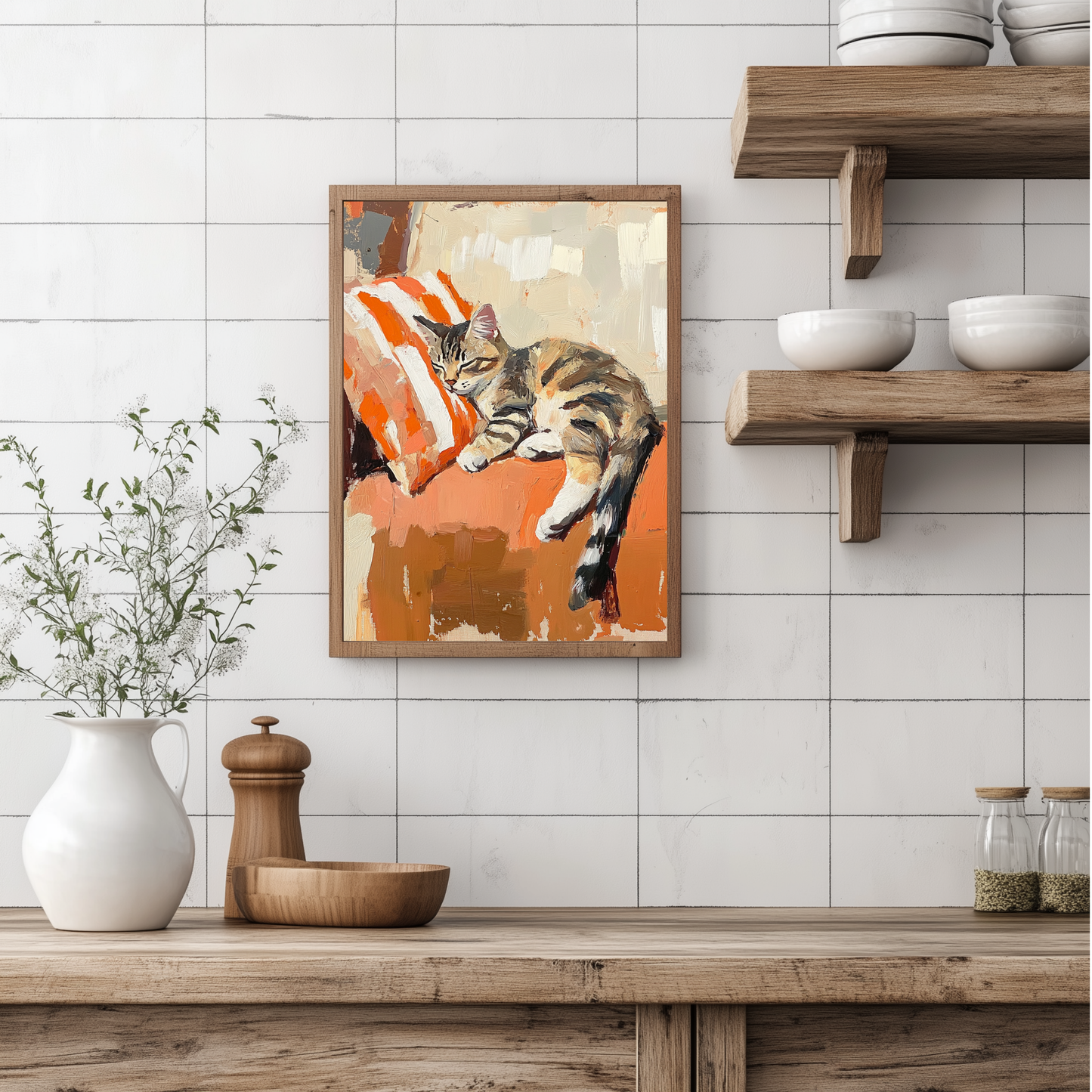 Feline Serenity - FRAMED CANVAS