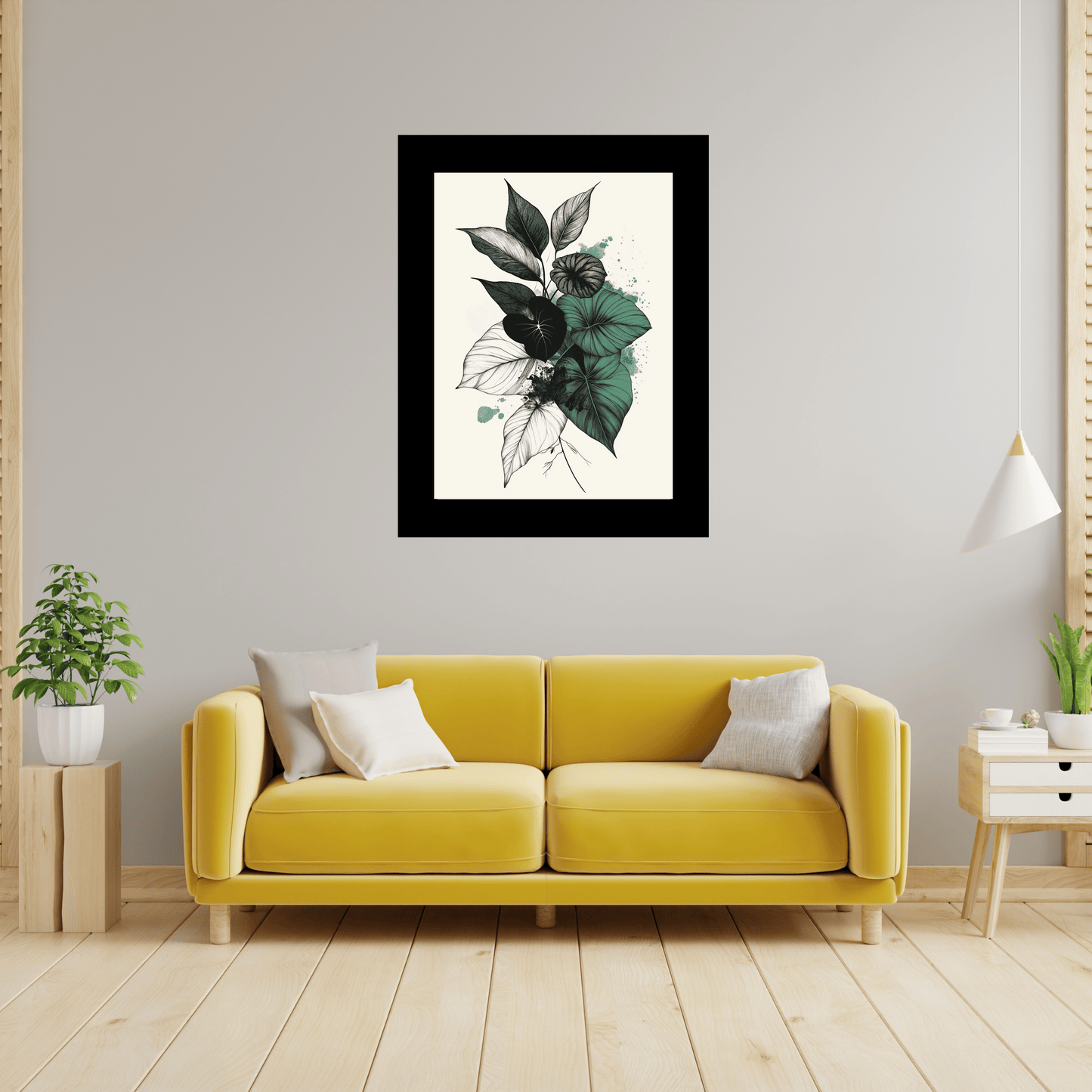 Monochrome Botanical Splash Art Print