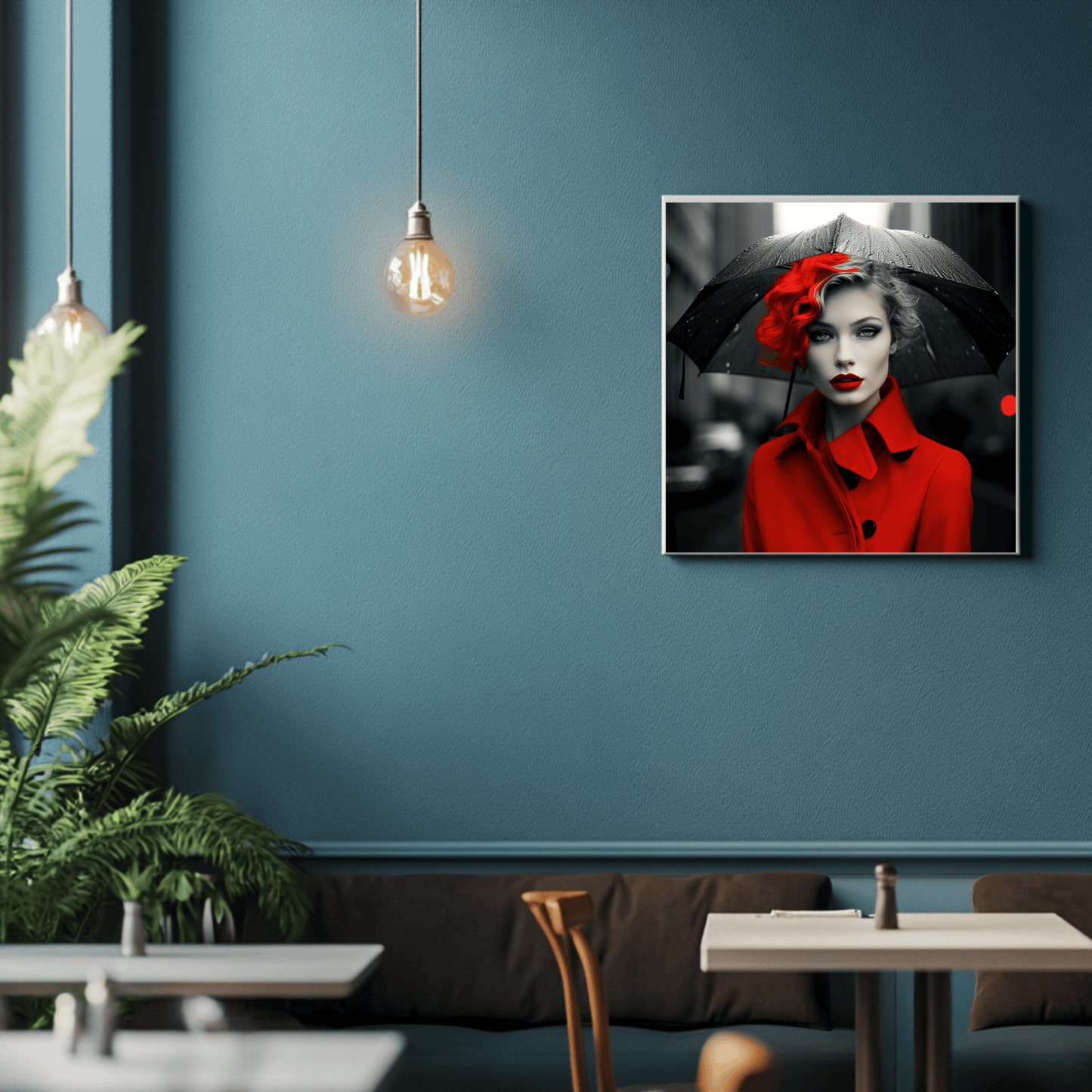 Lady in Red - Cinematic Noir Umbrella Scene