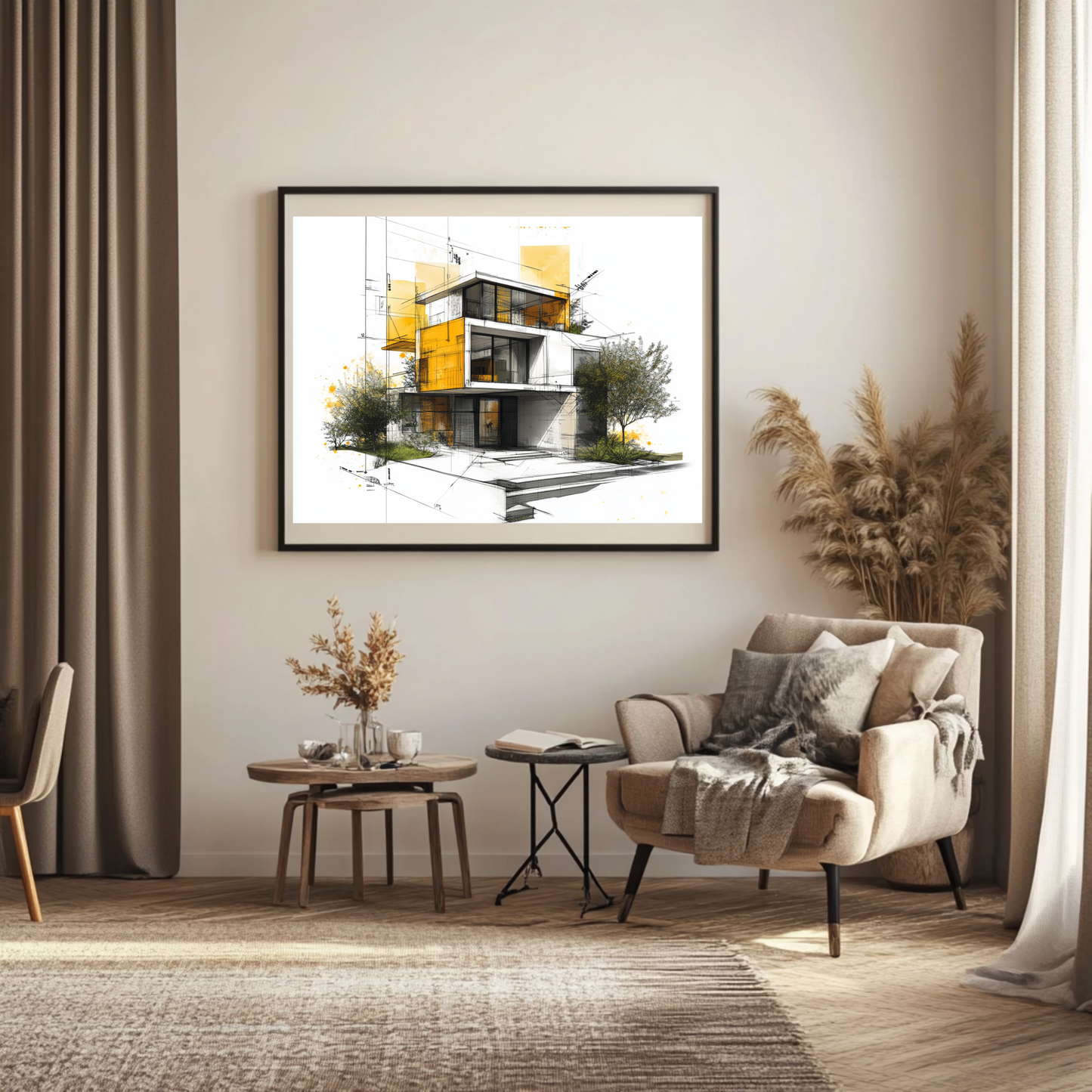 Golden Grid - FRAMED Photo Wall Art