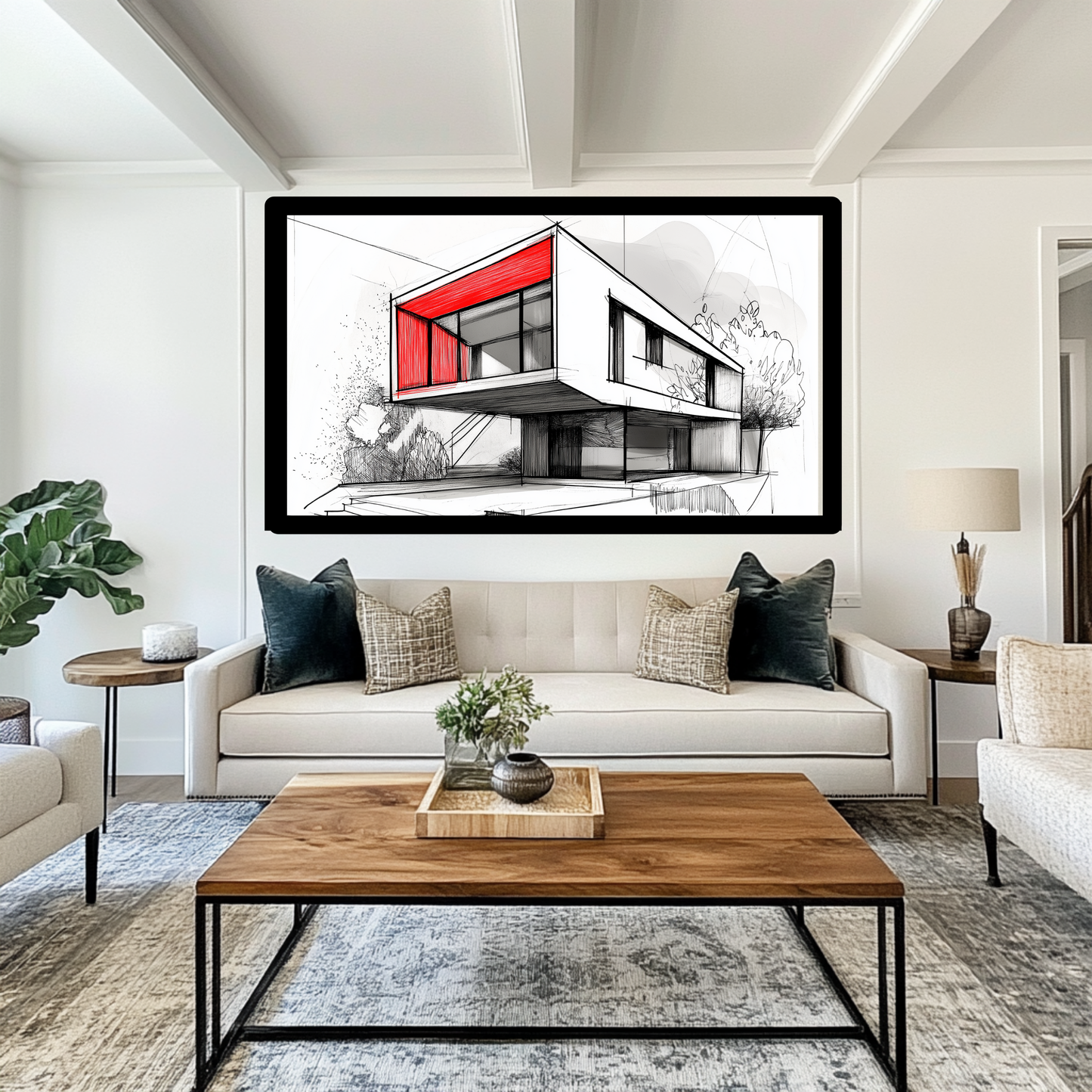 Red Accent Vision - FRAMED Wall Art
