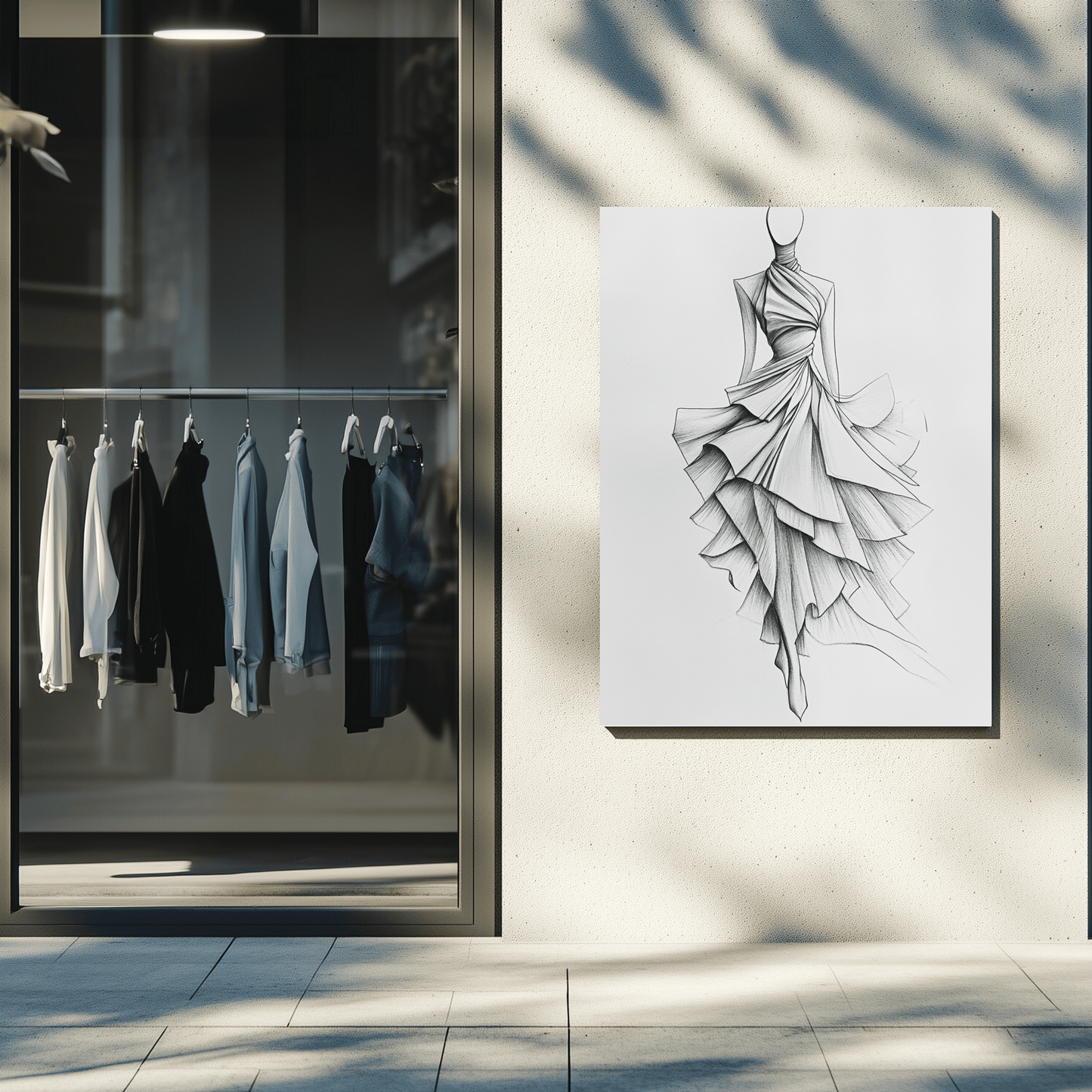High Fashion Minimalist Dress Sketch