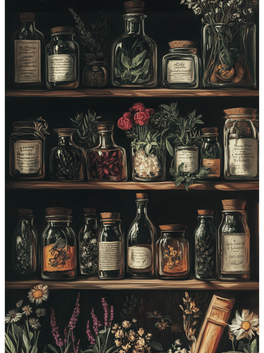 Vintage Apothecary Herb Shelf