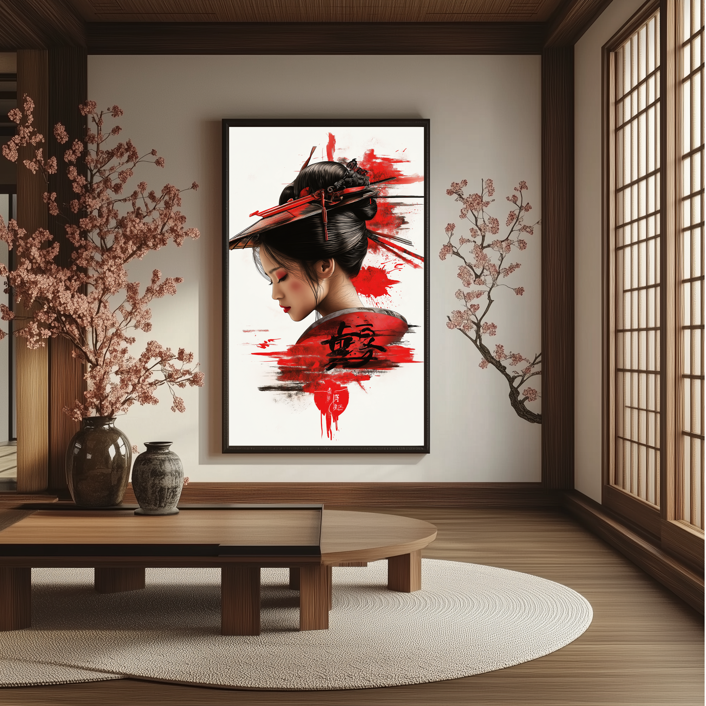 Whispers of the Crimson Blade – FRAMED CANVAS