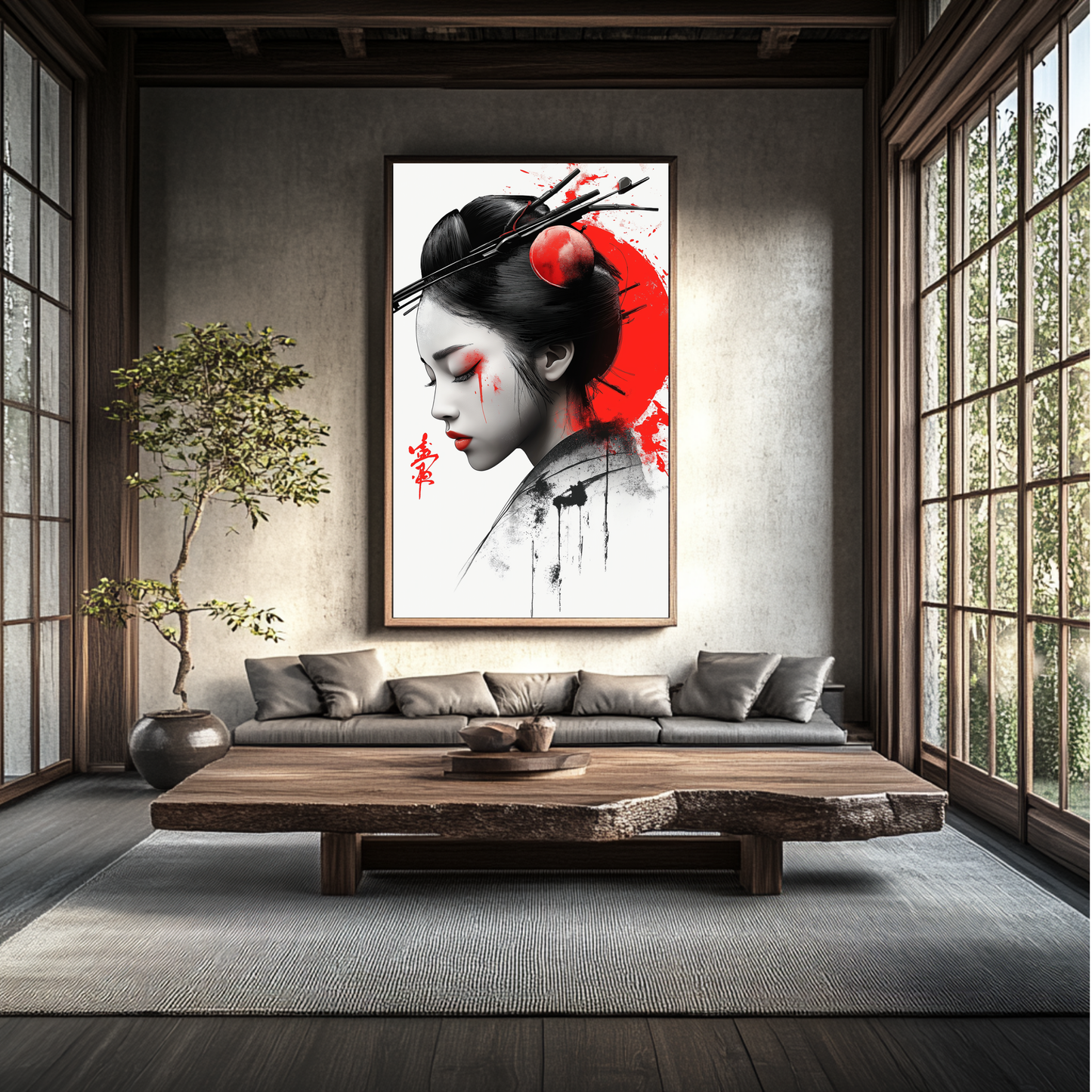 Moonlit Reflection Geisha’s Gaze - METAL Wall Art