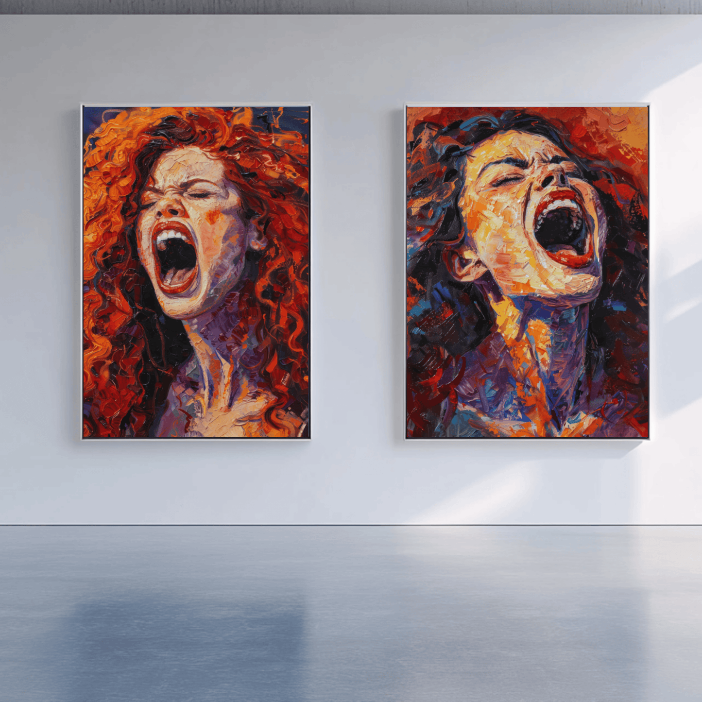 Fiery Rebellion – Bold Abstract Expressionism Portrait Art Print