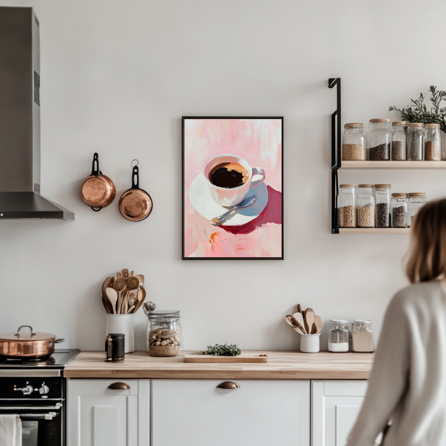 Soft Elegance: Coffee & Cream - FRAMED Canvas