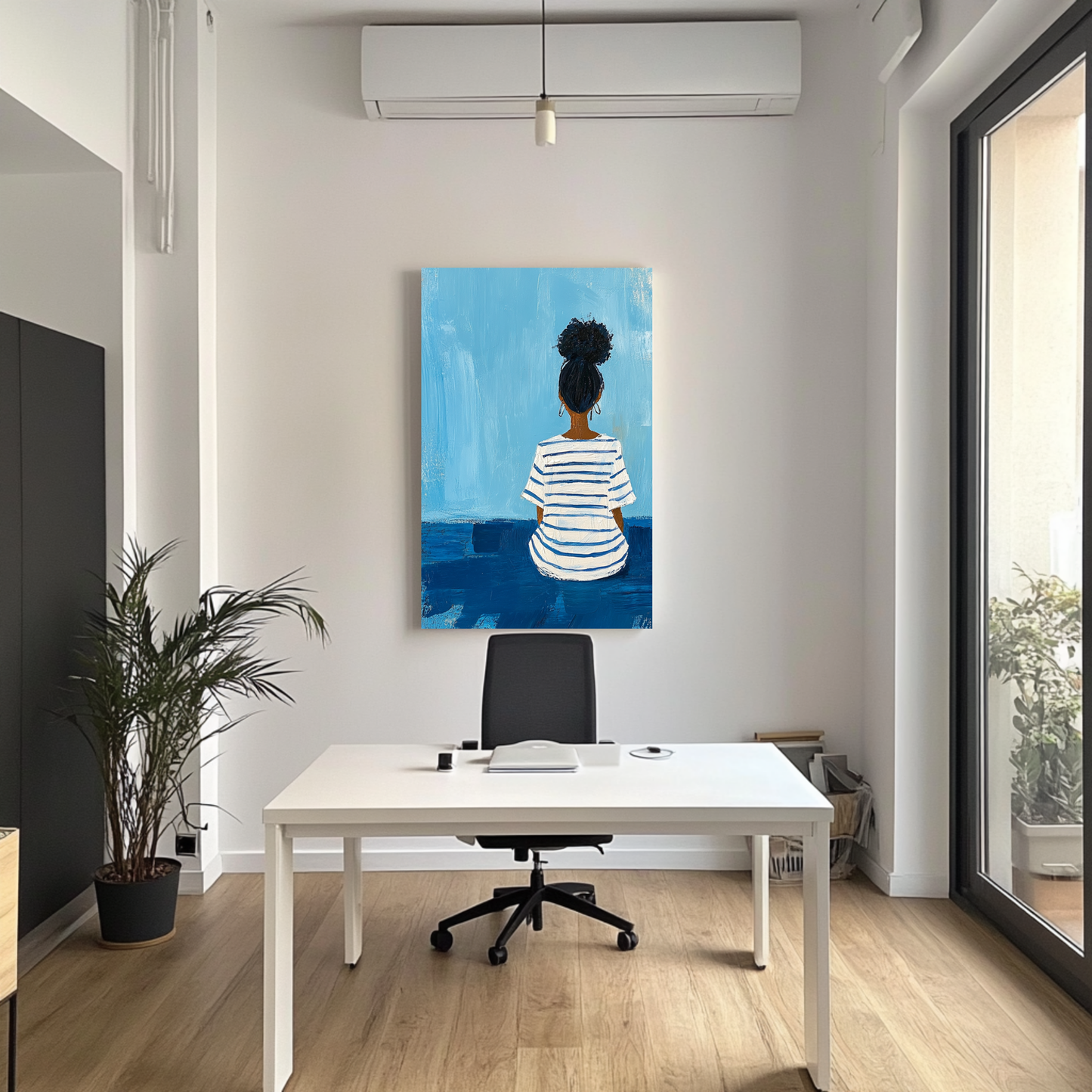 Ocean Solitude: Blue Stripes – Contemporary Fashion CANVAS