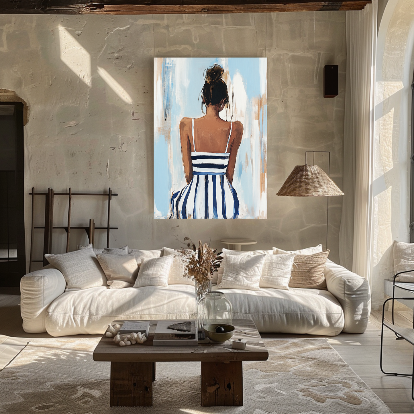Coastal Elegance: Navy Stripes – Contemporary Fashion CANVAS
