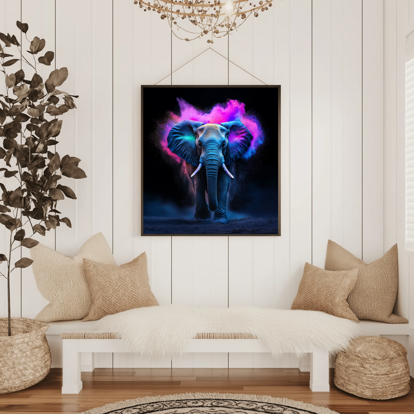 Mystic Guardian: Neon Elephant – METAL Print