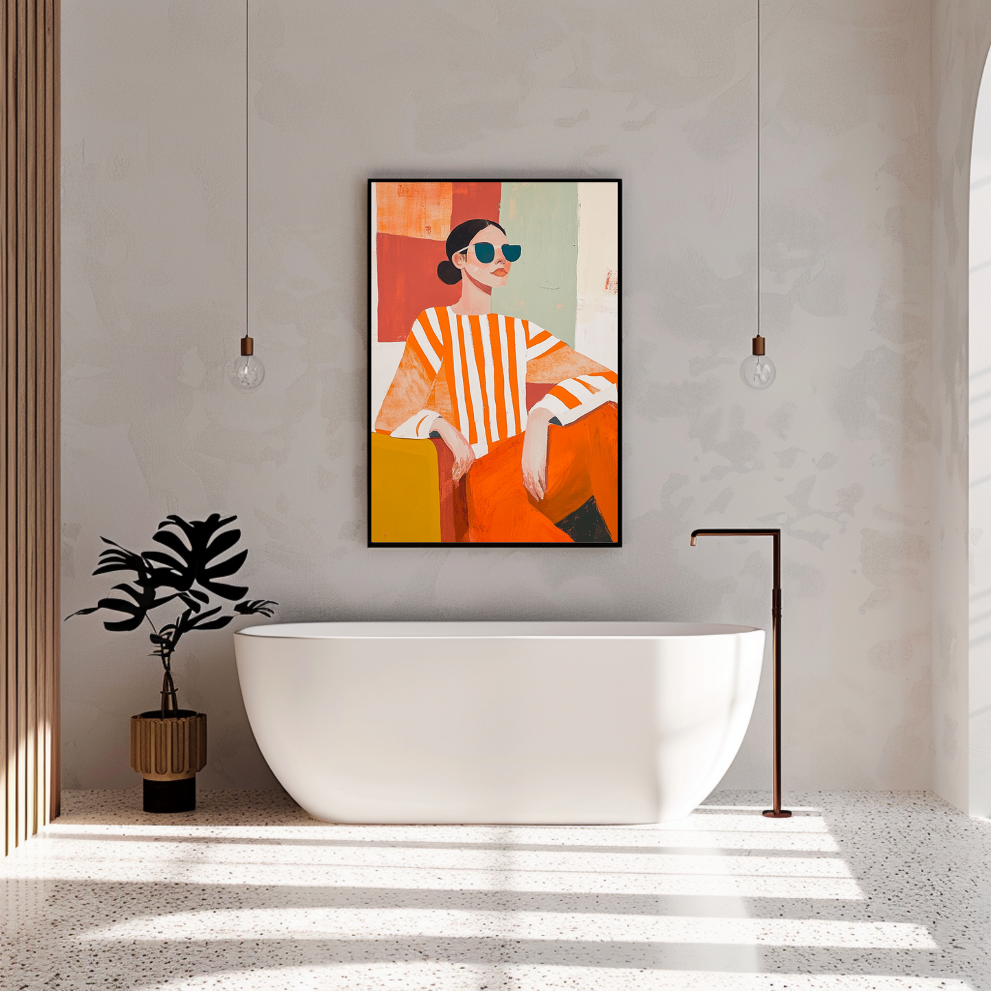Riviera Chic: Orange Stripes – Contemporary Fashion Print