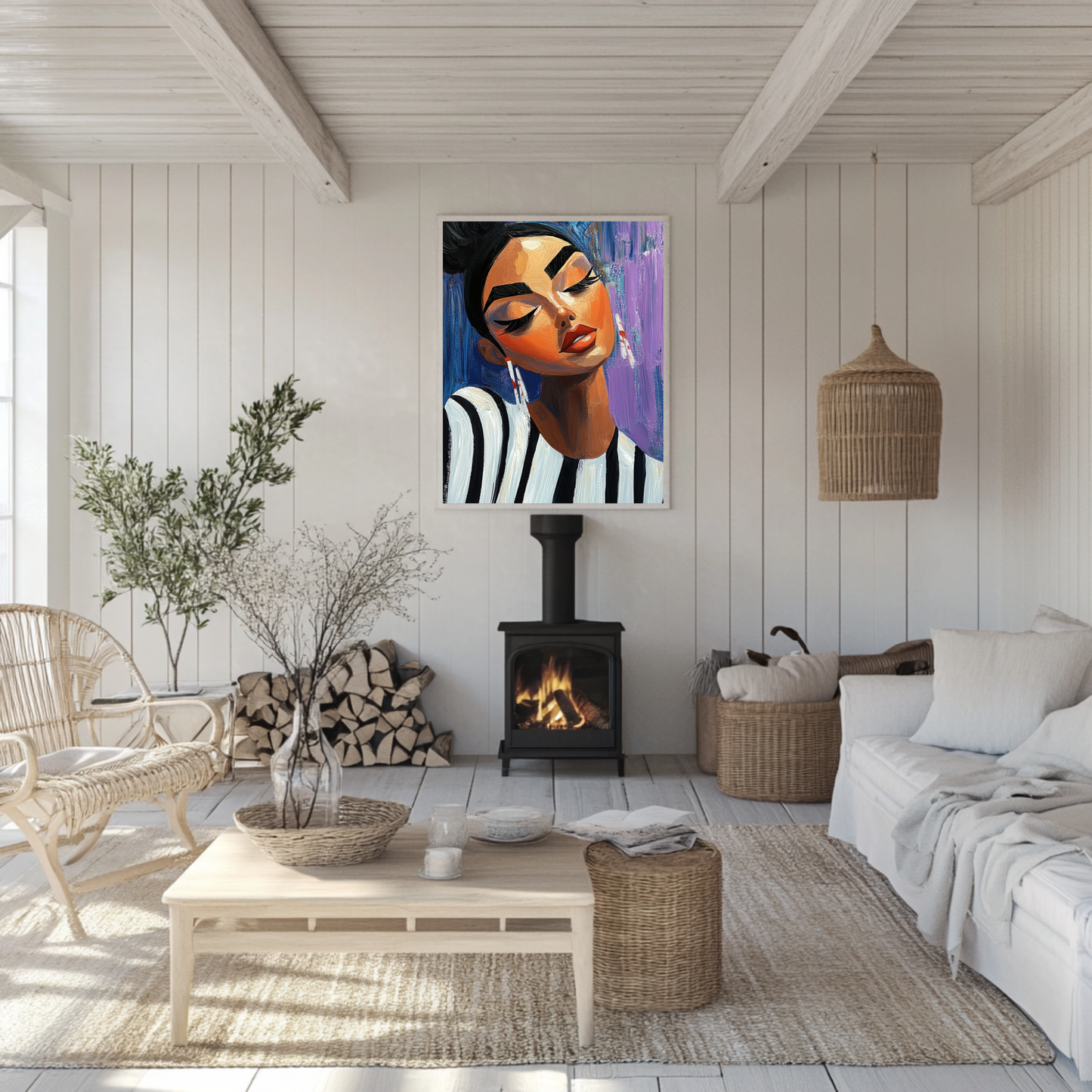 Modern Serenity: Ocean View Portrait – Contemporary Art CANVAS