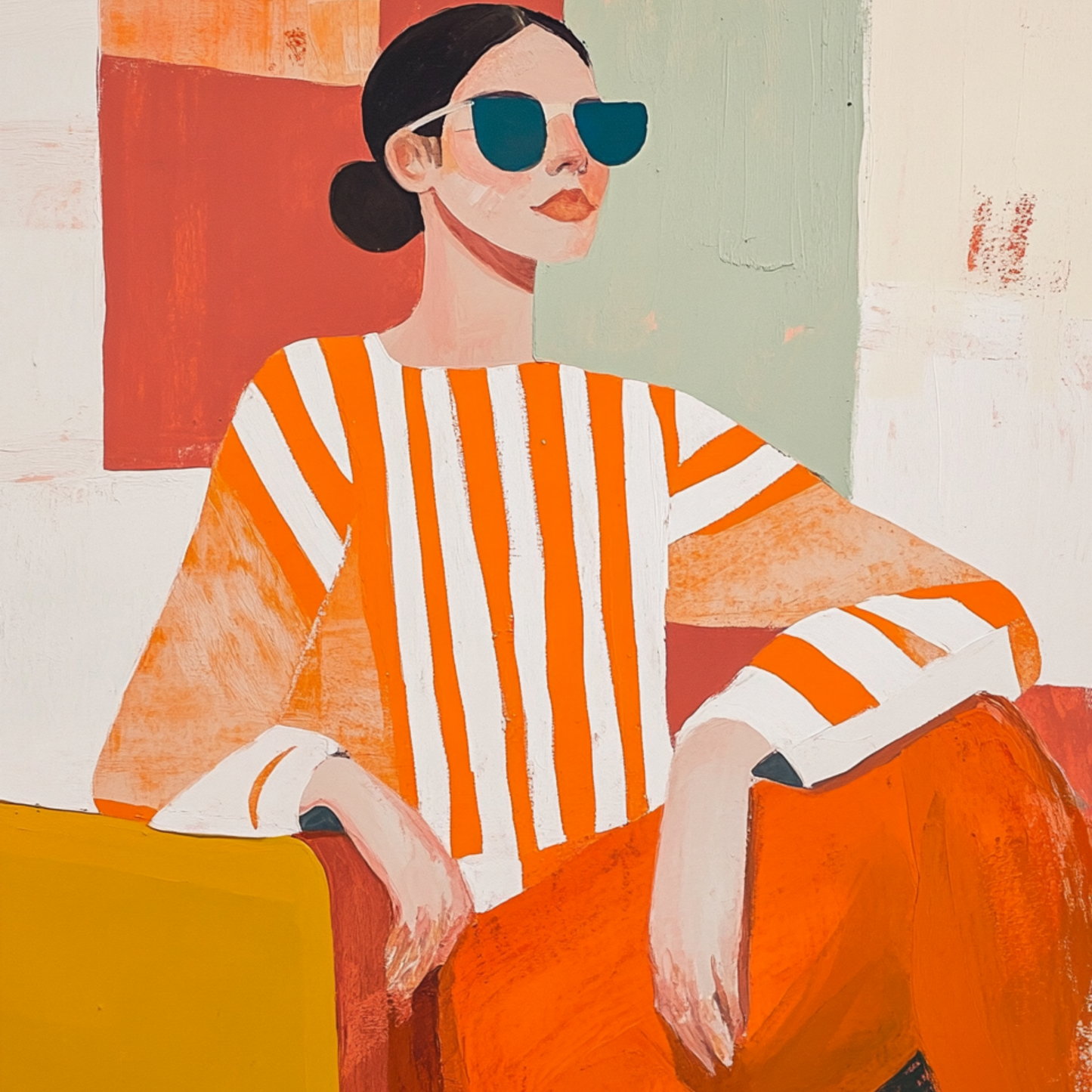 Riviera Chic: Orange Stripes – Contemporary Fashion Print