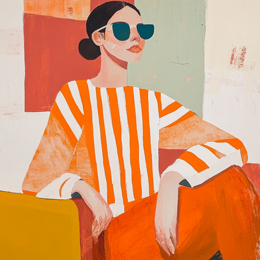 Riviera Chic: Orange Stripes – Contemporary Fashion Print