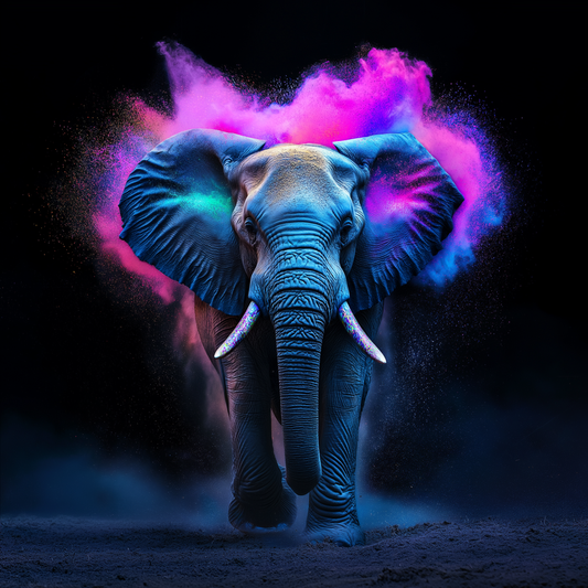 Mystic Guardian: Neon Elephant – METAL Print