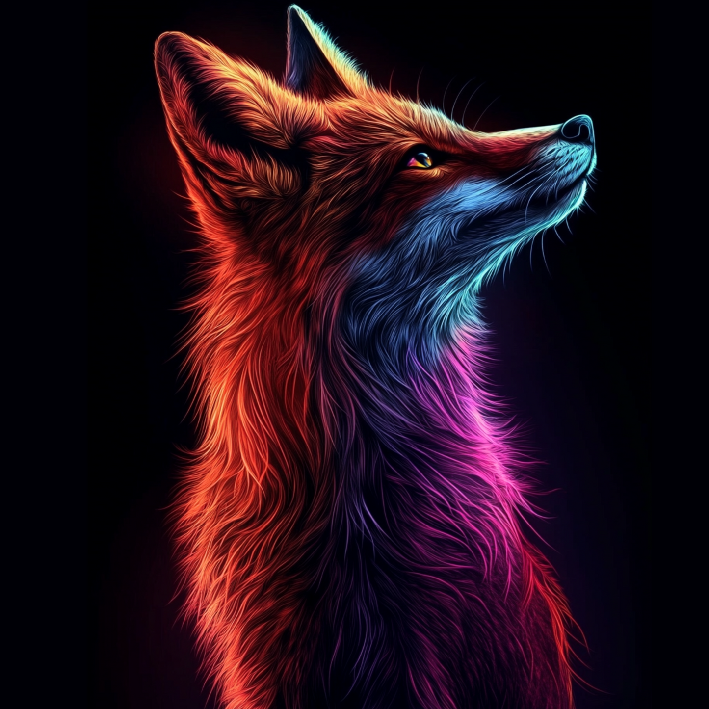 Spirit Fox: Neon Dreams – METAL Print